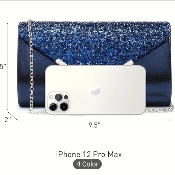 Women's Red Glittery Evening Bag/Clutch with Detachable Chain Strap, … - Picture 4 of 9